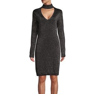 MICHAEL Michael Kors Glitter Choker Sweater Dress Sz. Large Long Sleeve Metallic
